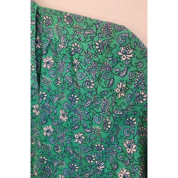 J Crew Womens Mini Shirtdress Teal Paisly Floral‎ Button Front Dress Size 4 - Picture 4 of 11